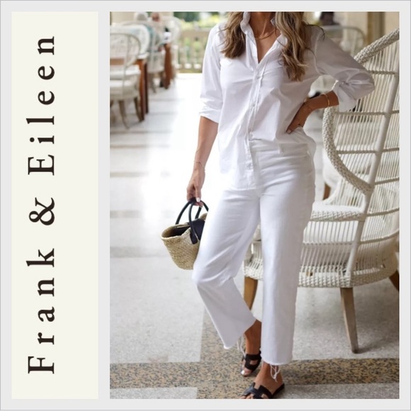 Frank & Eileen Pants - Frank & Eileen Kinsale The Trouser Italian Performance Linen White Size 10